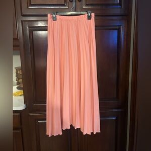 Les Amis Peach Pleated Midi Skirt Elastic Waist Size L